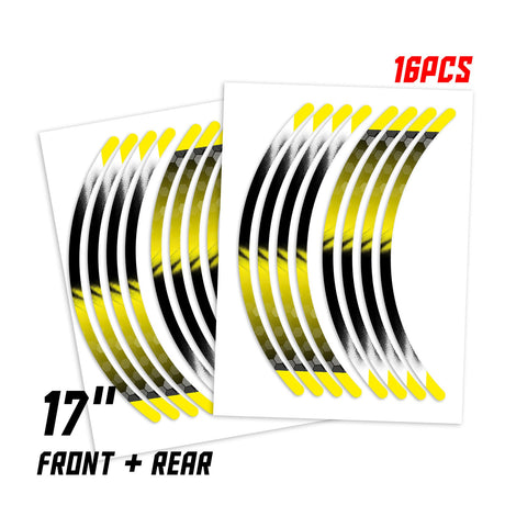 StickerBao Yellow B01B Honeycomb Standard Edge Rim Sticker Universal Motorcycle 17 inch Wheel Stripe Decal For Triumph