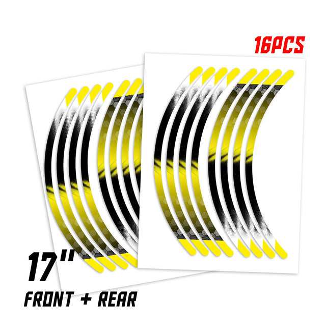 StickerBao Yellow Universal 17 inch Motorcycle B01B Honeycomb Standard Edge Rim Sticker Check Rim Wheel Decal For For Kawasaki