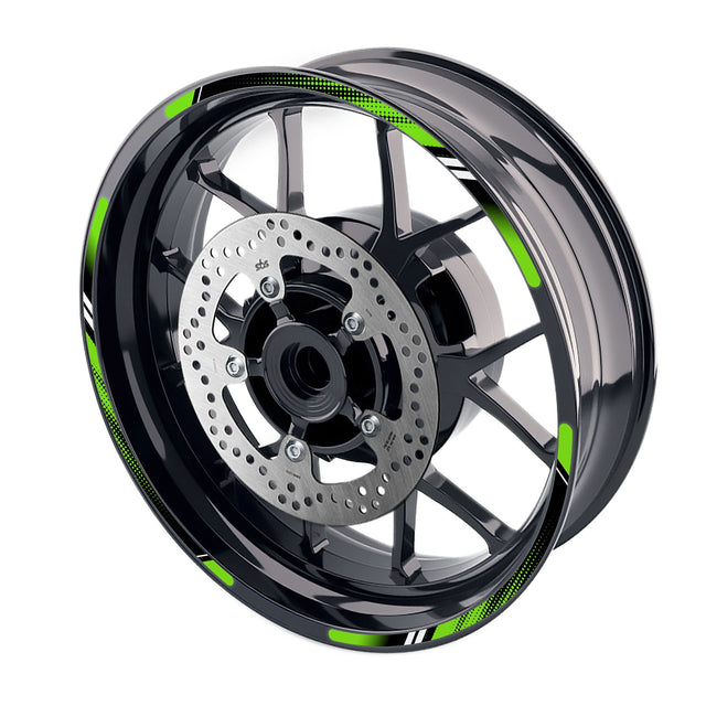 StickerBao Green D01B DOT Standard Edge Rim Sticker Universal Motorcycle 17 inch Wheel Stripe Decal For Kawasaki