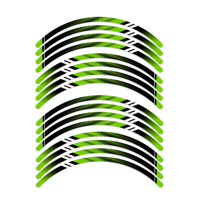 StickerBao Green Universal 17 inch Motorcycle D01B DOT Standard Edge Rim Sticker Check Rim Wheel Decal  For Ducati