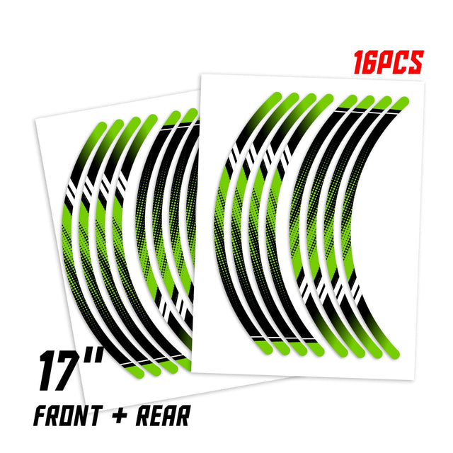 StickerBao Green Universal 17 inch Motorcycle D01B DOT Standard Edge Rim Sticker Check Rim Wheel Decal For For MV Agusta