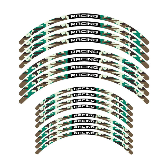 21 inch 18 inchRim Wheel Stickers F05B Green Camo Dirt Bike Rim Edge Stripes | For VICTORY Jackpot Vegas 8-Ball.