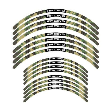 21 inch 19 inchRim Wheel Stickers F06B Green Camo 6 Dirt Bike Rim Edge Stripes | For TM Racing TM 300 MX.