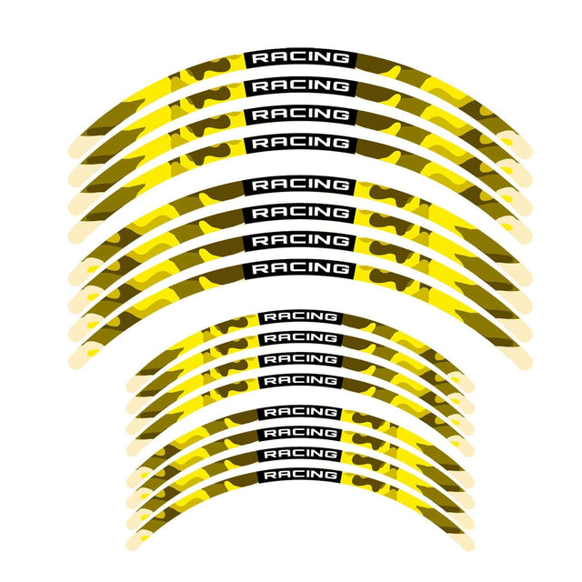 21 inch 19 inchRim Wheel Stickers F07B Yellow Camo Dirt Bike Rim Edge Stripes | For TM Racing TM250 MX.