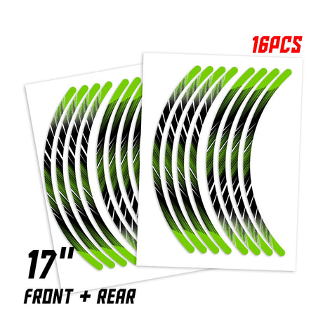StickerBao Green Universal 17 inch Motorcycle L02B Line Standard Edge Rim Sticker Check Rim Wheel Decal For For Aprilia