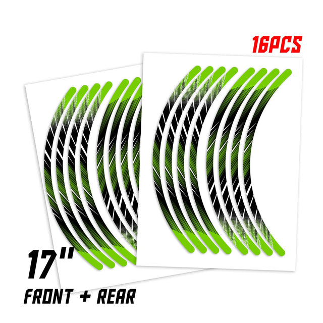 StickerBao Green 17 inch L02B Line Standard Edge Rim Sticker Universal Motorcycle Wheel Stripe Decal For Kawasaki
