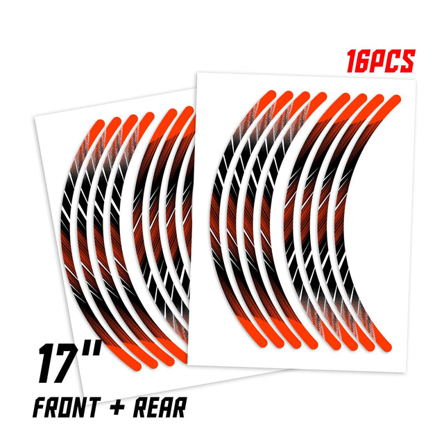 StickerBao Orange Universal 17 inch Motorcycle L02B Line Standard Edge Rim Sticker Check Rim Wheel Decal For For Kawasaki