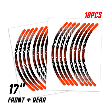 StickerBao Orange Universal 17 inch Motorcycle L02B Line Standard Edge Rim Sticker Check Rim Wheel Decal  For Ducati