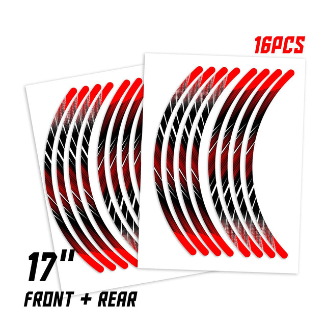 StickerBao Red Universal 17 inch Motorcycle L02B Line Standard Edge Rim Sticker Check Rim Wheel Decal  For Ducati