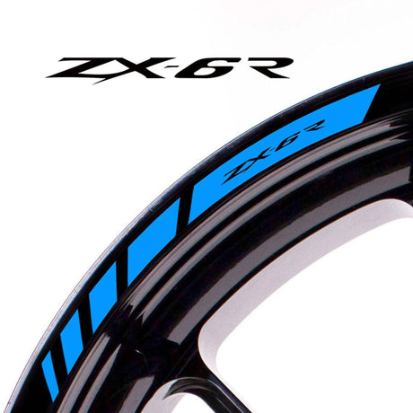 For Kawasaki Ninja ZX-6R Logo 17 inch Rim Wheel Stickers MM01B Rim Edge Tapes.