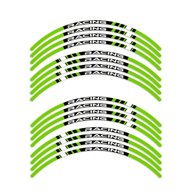StickerBao Green Universal 17 inch Motorcycle P01B Stripe Standard Edge Rim Sticker Check Rim Wheel Decal For For Kawasaki