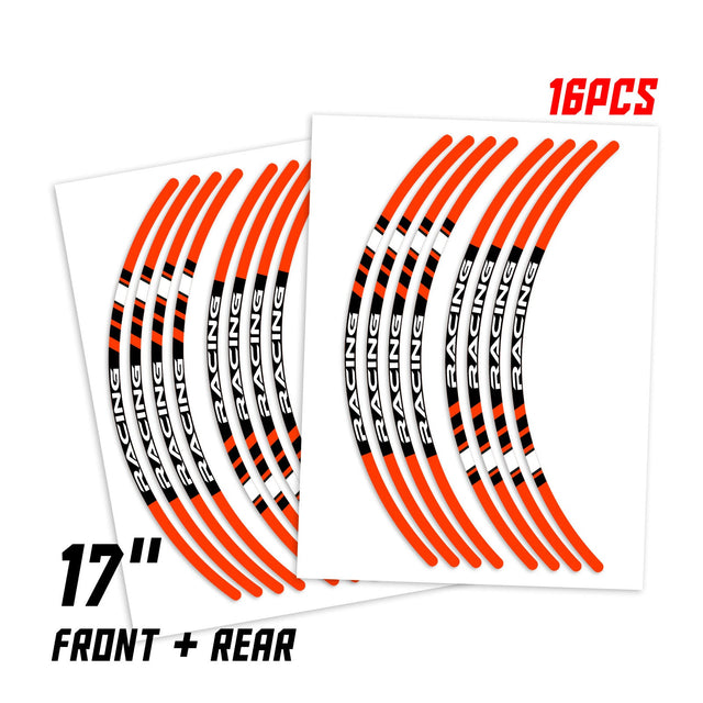 StickerBao Orange Universal 17 inch Motorcycle P01B Stripe Standard Edge Rim Sticker Check Rim Wheel Decal For For Kawasaki