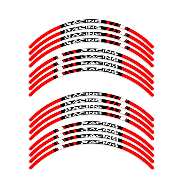 StickerBao Red Universal 17 inch Motorcycle P01B Stripe Standard Edge Rim Sticker Check Rim Wheel Decal  For Ducati