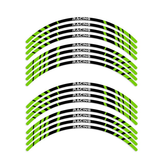 StickerBao Green Universal 17 inch Motorcycle P02B Stripe Standard Edge Rim Sticker Check Rim Wheel Decal  For Ducati