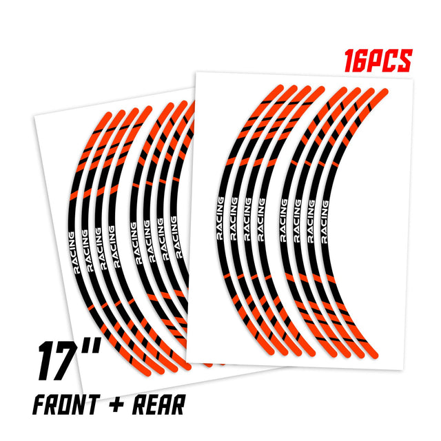 StickerBao Orange Universal 17 inch Motorcycle P02B Stripe Standard Edge Rim Sticker Check Rim Wheel Decal  For Ducati