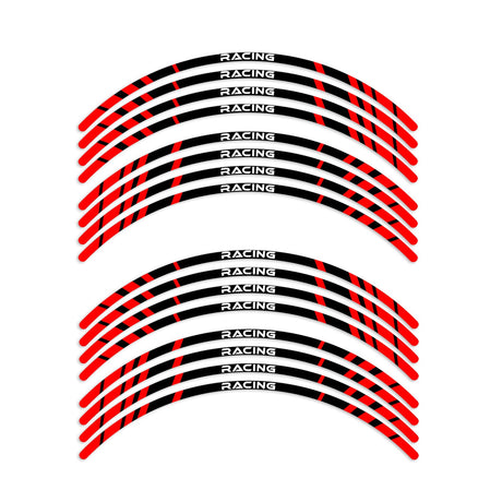 StickerBao Red Universal 17 inch Motorcycle P02B Stripe Standard Edge Rim Sticker Check Rim Wheel Decal For For Aprilia