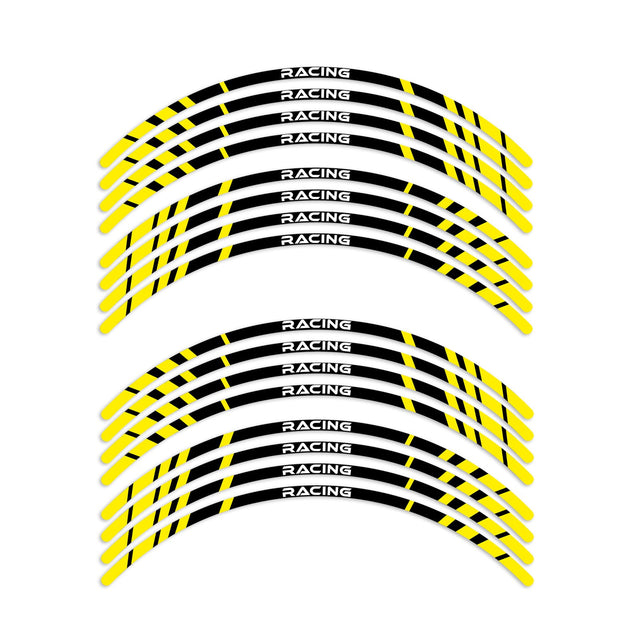 StickerBao Yellow Universal 17 inch Motorcycle P02B Stripe Standard Edge Rim Sticker Check Rim Wheel Decal  For Aprilia
