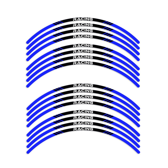 StickerBao Blue Universal 17 inch Motorcycle P03B Stripe Standard Edge Rim Sticker Check Rim Wheel Decal  For Ducati