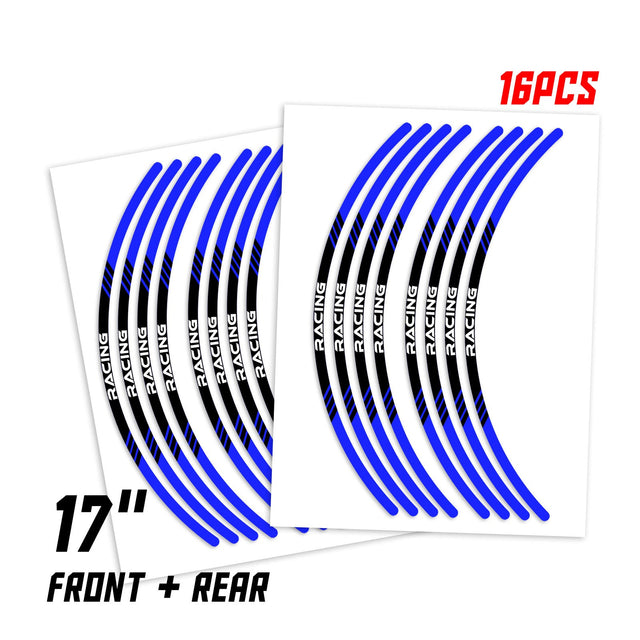 StickerBao Blue Universal 17 inch Motorcycle P03B Stripe Standard Edge Rim Sticker Check Rim Wheel Decal  For Ducati