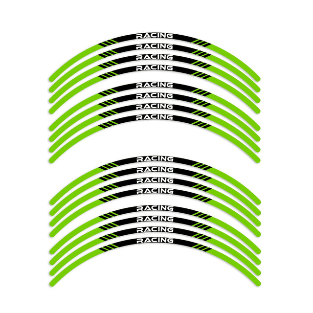 StickerBao Green Universal 17 inch Motorcycle P03B Stripe Standard Edge Rim Sticker Check Rim Wheel Decal  For Ducati