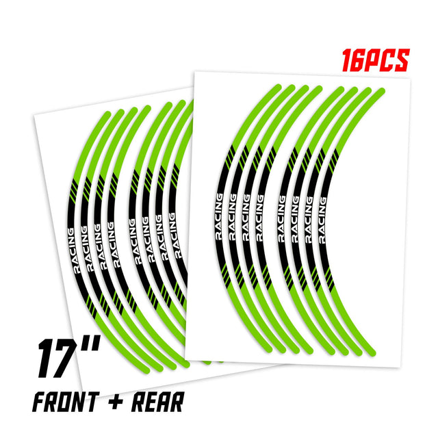 StickerBao Green Universal 17 inch Motorcycle P03B Stripe Standard Edge Rim Sticker Check Rim Wheel Decal  For Ducati