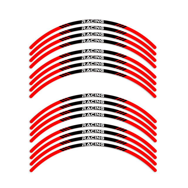 StickerBao Red Universal 17 inch Motorcycle P03B Stripe Standard Edge Rim Sticker Check Rim Wheel Decal  For Aprilia