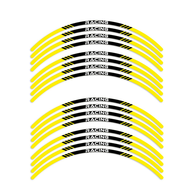 StickerBao Yellow Universal 17 inch Motorcycle P03B Stripe Standard Edge Rim Sticker Check Rim Wheel Decal  For Ducati