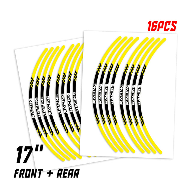 StickerBao Yellow Universal 17 inch Motorcycle P03B Stripe Standard Edge Rim Sticker Check Rim Wheel Decal  For Aprilia