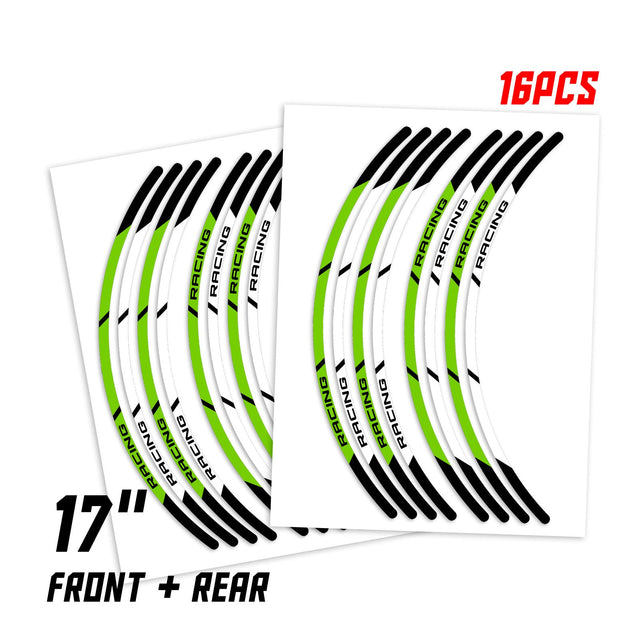 StickerBao Green Universal 17 inch Motorcycle P04B Stripe Standard Edge Rim Sticker Check Rim Wheel Decal  For Ducati