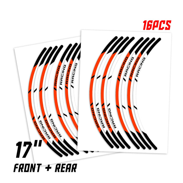 StickerBao Orange Universal 17 inch Motorcycle P04B Stripe Standard Edge Rim Sticker Check Rim Wheel Decal  For Ducati