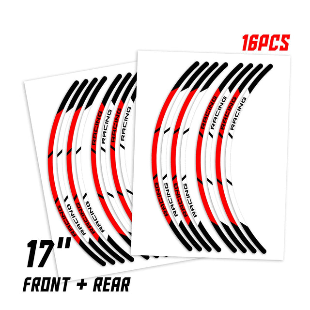 StickerBao Red Universal 17 inch Motorcycle P04B Stripe Standard Edge Rim Sticker Check Rim Wheel Decal  For Aprilia