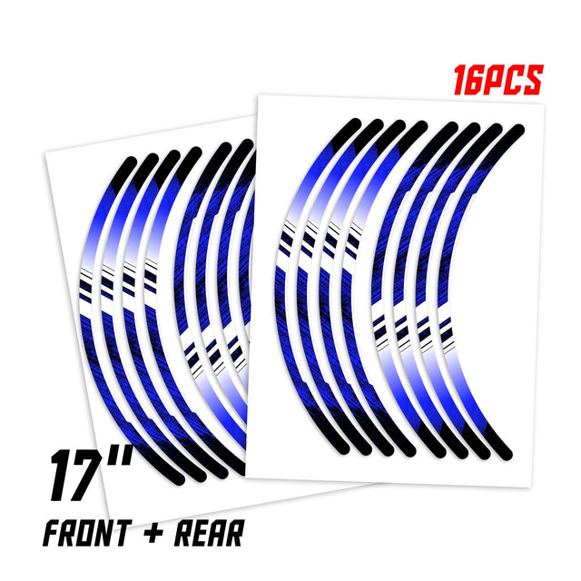 StickerBao Blue Universal 17 inch Motorcycle P05B Stripe Standard Edge Rim Sticker Check Rim Wheel Decal  For Aprilia