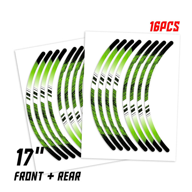 StickerBao Green Universal 17 inch Motorcycle P05B Stripe Standard Edge Rim Sticker Check Rim Wheel Decal For For MV Agusta