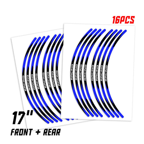StickerBao Blue 17 inch R01B Rush Standard Edge Rim Sticker Universal Motorcycle Wheel Stripe Decal For Kawasaki
