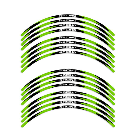 StickerBao Green 17 inch R01B Rush Standard Edge Rim Sticker Universal Motorcycle Wheel Stripe Decal For Kawasaki