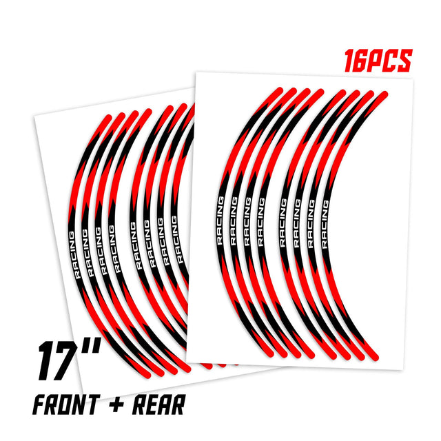 StickerBao Red Universal 17 inch Motorcycle R01B Rush Standard Edge Rim Sticker Check Rim Wheel Decal  For Ducati