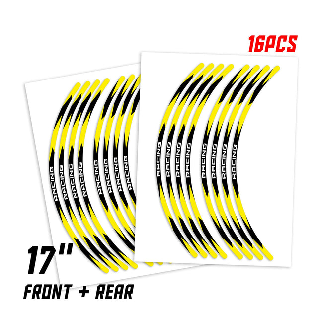 StickerBao Yellow Universal 17 inch Motorcycle R01B Rush Standard Edge Rim Sticker Check Rim Wheel Decal  For Aprilia