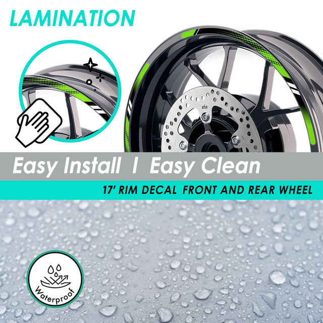 StickerBao Universal 17 inch Motorcycle P03B Stripe Standard Edge Rim Sticker Check Rim Wheel Decal For For Kawasaki