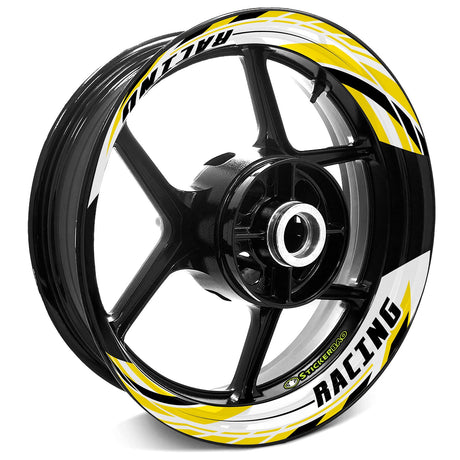 StickerBao Yellow 17 inch J01W Advanced 2-Piece Rim Sticker Universal Motorcycle Rim Wheel Decal For Kawasaki