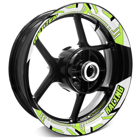 StickerBao Light Green J04W Advanced 2-Piece Rim Sticker Universal Motorcycle 17 inch Rim Wheel Decal For Kawasaki
