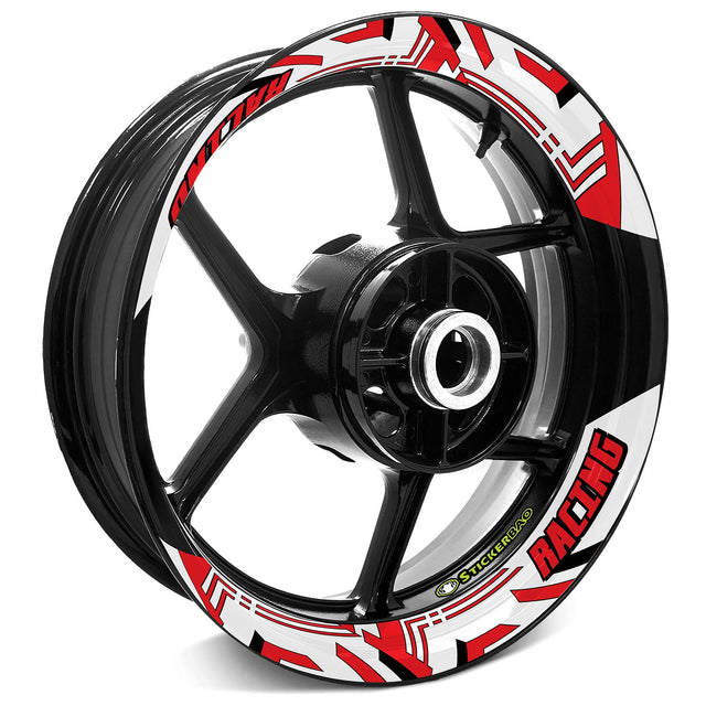 StickerBao Red Universal 17 inch Motorcycle J04W Advanced 2-Piece Rim Sticker Rim Wheel Decal  For Aprilia