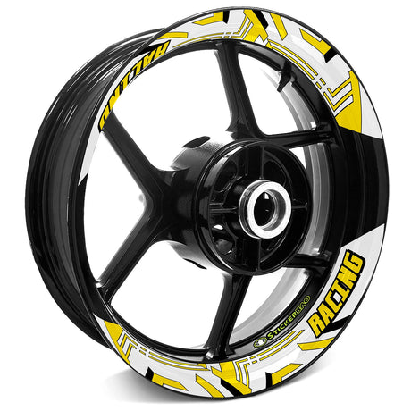 StickerBao Yellow 17 inch J04W Advanced 2-Piece Rim Sticker Universal Motorcycle Rim Wheel Decal For Honda