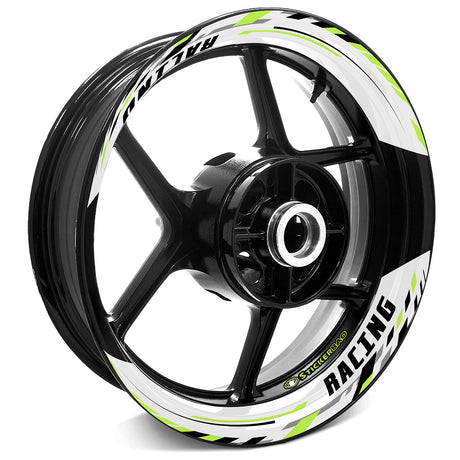 StickerBao Light Green 17 inch J05W Advanced 2-Piece Rim Sticker Universal Motorcycle Rim Wheel Decal For Kawasaki
