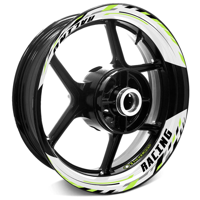 StickerBao Light Green 17 inch J05W Advanced 2-Piece Rim Sticker Universal Motorcycle Rim Wheel Decal For Kawasaki