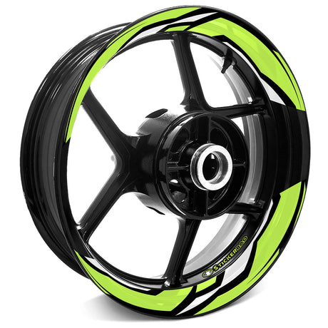 StickerBao Light Green Universal 17 inch Motorcycle J06W Advanced 2-Piece Rim Sticker Inner Edge Wheel Decal For Kawasaki