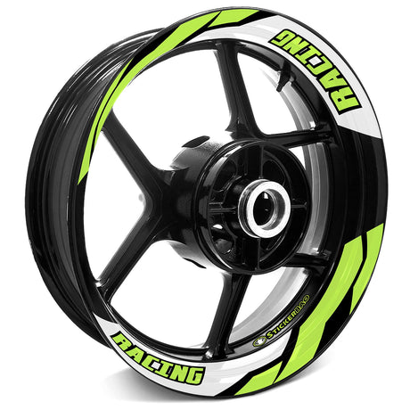 StickerBao Light Green J07W Advanced 2-Piece Rim Sticker Universal Motorcycle 17 inch Rim Wheel Decal For Kawasaki
