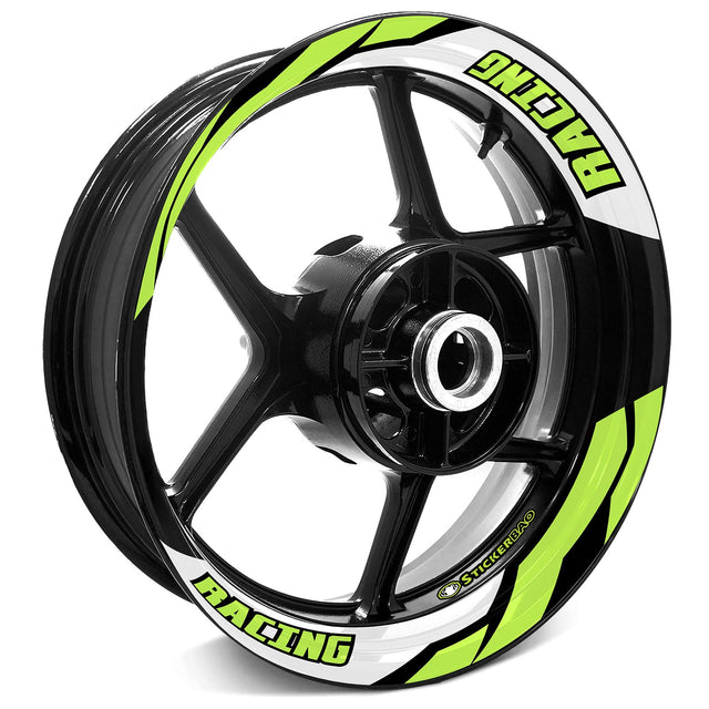 StickerBao Light Green J07W Advanced 2-Piece Rim Sticker Universal Motorcycle 17 inch Rim Wheel Decal For Kawasaki