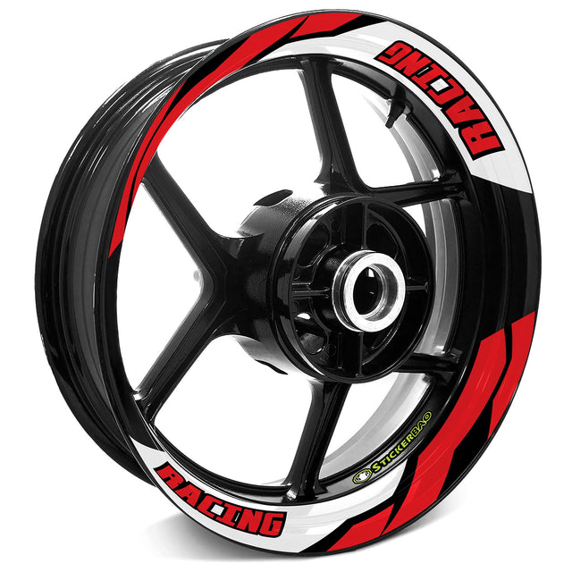 StickerBao Red J07W Advanced 2-Piece Rim Sticker Universal Motorcycle 17 inch Rim Wheel Decal For Honda