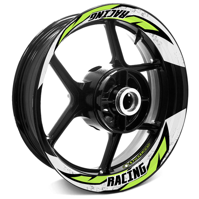 StickerBao Light Green J08W Advanced 2-Piece Rim Sticker Universal Motorcycle 17 inch Rim Wheel Decal For Kawasaki