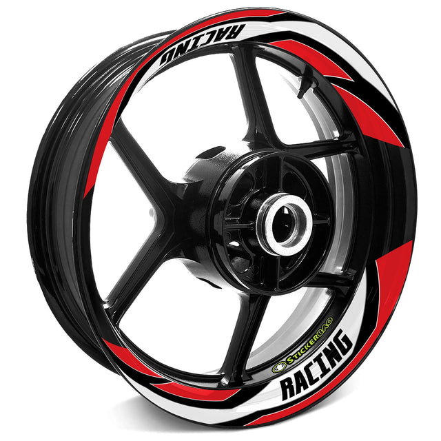 StickerBao Red J09W Advanced 2-Piece Rim Sticker Universal Motorcycle 17 inch Rim Wheel Decal For Kawasaki